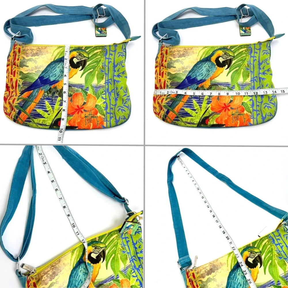 VTG Tropical Parrot Bag Guy Harvey‎ Canvas Crossbody Strap Retro Vacation